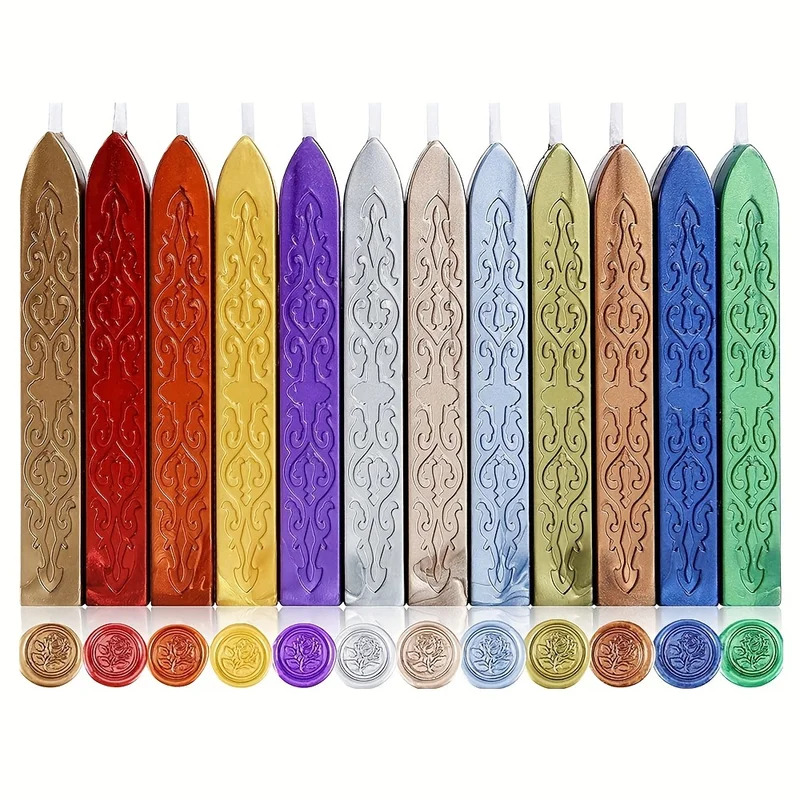 Wax Seal Stamp Kit - 12 adet/torba Metalik Karışık Renkli Sızdırmazlık